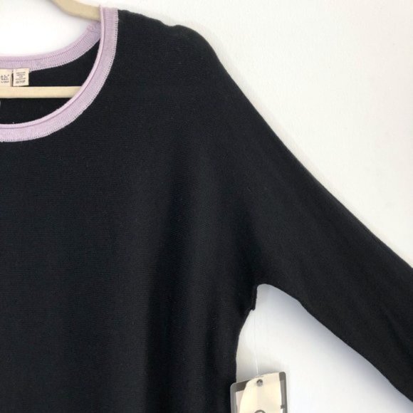 New Cloth by Design Convertible Tie Side Slit Sweater Black Purple Size XS - Picture 6 of 16